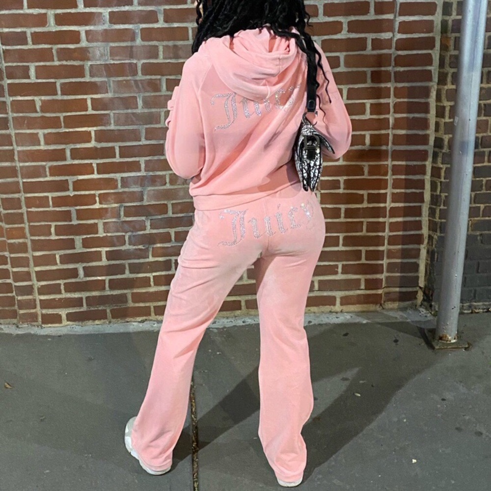 juicy couture baby pink diamonte track suit set